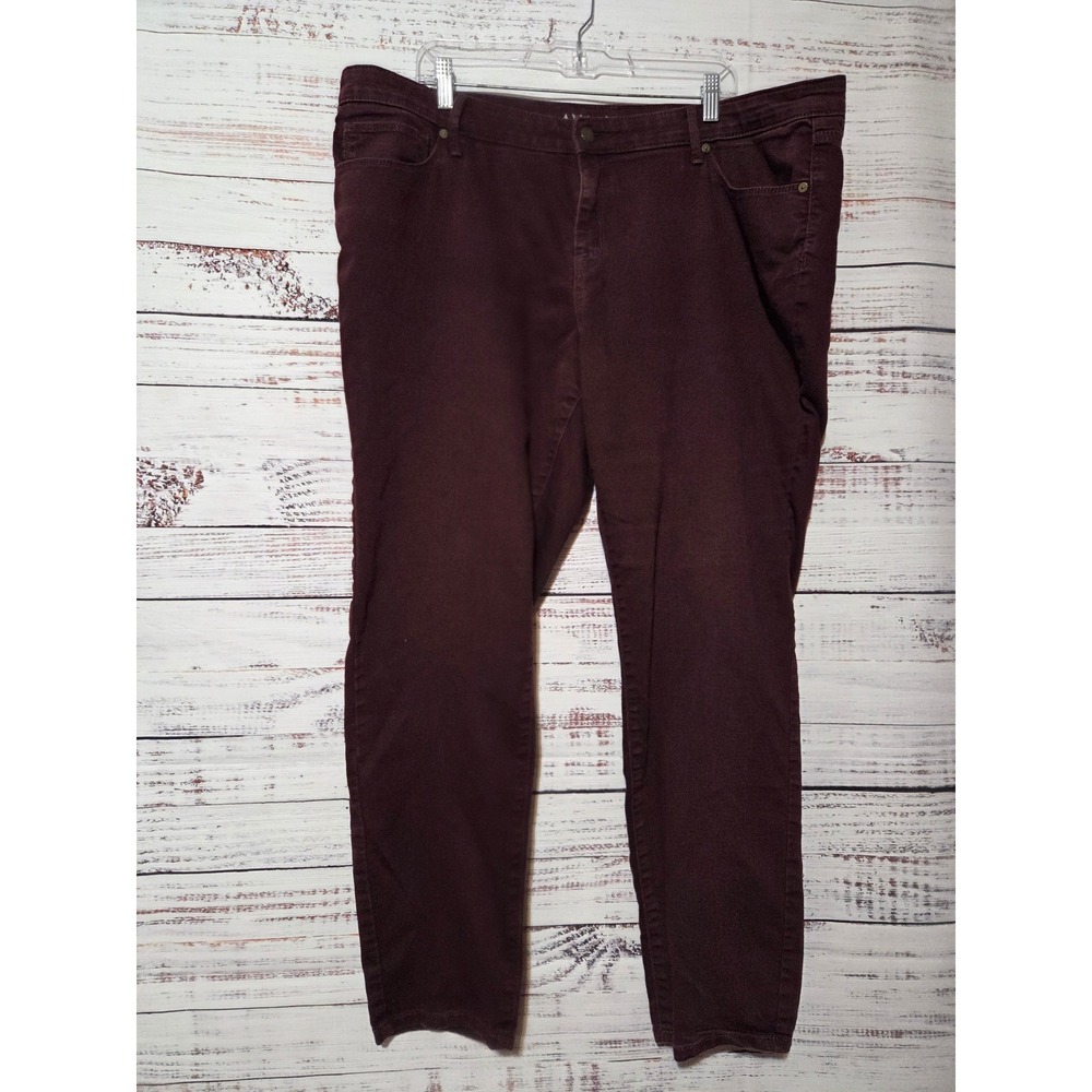 Ava & Viv Women Burgundy Skinny Super Stretch Pants Size 20W Wine Red Plus Size